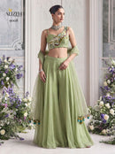 Alizeh 9008 Georgette Wine Hand Embroidered Indo Western