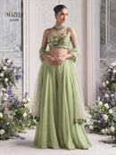 Alizeh 9008 Georgette Wine Hand Embroidered Indo Western