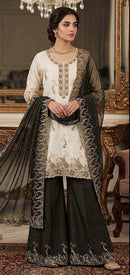 Hoor Tex HF 791 C Embroidered Shimmer Chiffon Sharara Suit