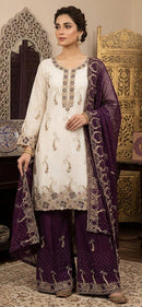 Hoor Tex HF 791 D Embroidered Shimmer Chiffon Sharara Suit