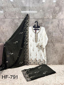 Hoor Tex HF 791 C Embroidered Shimmer Chiffon Sharara Suit