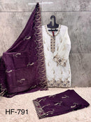 Hoor Tex HF 791 D Embroidered Shimmer Chiffon Sharara Suit