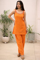 KR 115 Premium Orange Bandhani Print Co Ord Set