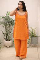 KR 115 Premium Orange Bandhani Print Co Ord Set