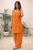 KR 115 Premium Orange Bandhani Print Co Ord Set