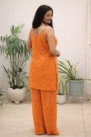 KR 115 Premium Orange Bandhani Print Co Ord Set