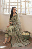 Alizeh 7026 Olive Green Cotton Embroidered Work Pakistani Suit
