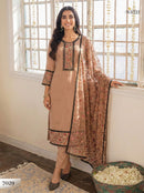 Alizeh 7029 Tan Brown Cotton Embroidered Work Pakistani Suit