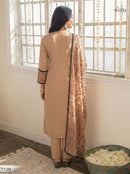 Alizeh 7029 Tan Brown Cotton Embroidered Work Pakistani Suit