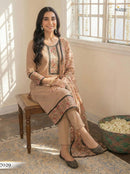Alizeh 7029 Tan Brown Cotton Embroidered Work Pakistani Suit