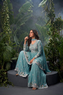 Aurraa Designer 1023 Premium Chinon Work Sharara Suit