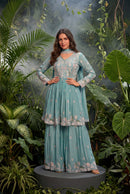 Aurraa Designer 1023 Premium Chinon Work Sharara Suit