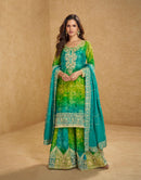 Sayuri 5814 Premium Chinon Silk Embroidered  Sharara Suit