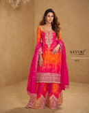 Sayuri 5815 Premium Chinon Silk Embroidered  Sharara Suit