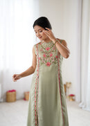 CDRS 207 Sage Green Premium Georgette  Embroidered Kurti