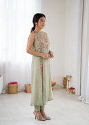 CDRS 207 Sage Green Premium Georgette  Embroidered Kurti