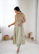 CDRS 207 Sage Green Premium Georgette  Embroidered Kurti
