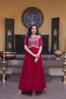 KA 1255 A Faux Blooming Embroidery Zari Sequins Work Gown