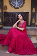 KA 1255 A Faux Blooming Embroidery Zari Sequins Work Gown