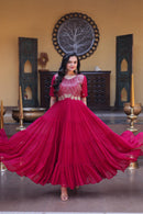 KA 1255 A Faux Blooming Embroidery Zari Sequins Work Gown