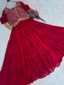 KA 1255 A Faux Blooming Embroidery Zari Sequins Work Gown