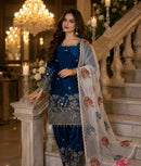 PD 1154 Royal Blue Embroidered Silk Salwar Suit