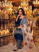 PD 1154 Royal Blue Embroidered Silk Salwar Suit