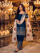 PD 1154 Royal Blue Embroidered Silk Salwar Suit