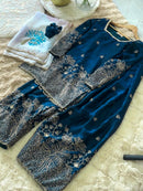 PD 1154 Royal Blue Embroidered Silk Salwar Suit