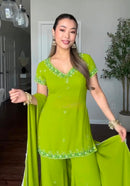 ZSR 3174 Aesthetic Georgette Embroidery Sequence Work Suit