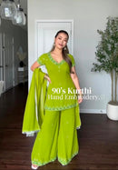 ZSR 3174 Aesthetic Georgette Embroidery Sequence Work Suit