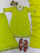ZSR 3174 Aesthetic Georgette Embroidery Sequence Work Suit