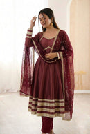 ZF 5017 B Elegant Heavy Lace Work Designer Anarkali Gown