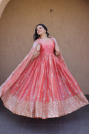 KA 1260 B Fendi Silk Zari  Sequins Embroidered Work Gown