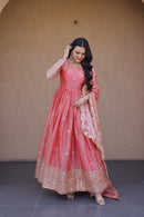 KA 1260 B Fendi Silk Zari  Sequins Embroidered Work Gown