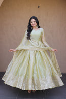 KA 1260 A Fendi Silk Zari  Sequins Embroidered Work Gown