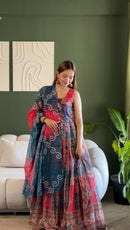 KR 122 Pure Organza Digital Printed Anarkali Gown