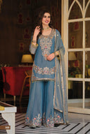 Eba 2435 Premiuim Lavender Embroidered Sharara Suit