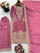 SSR 535 A Pure Gmy Silk With Heavy Embroidery Work Suit