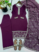 JF 048 Designer Embroidery Sequence Siroski Diamond Work Suit
