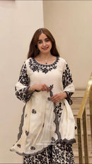 SR 1713 Heavy Faux Georgette Embroidery Sequence Work Sharara Suit