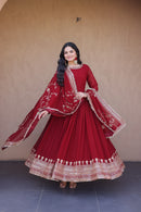 KA 1256 Faux Blooming  Embroidery Zari Sequins Work Gown