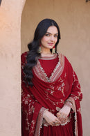 KA 1256 Faux Blooming  Embroidery Zari Sequins Work Gown