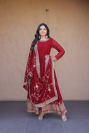 KA 1256 Faux Blooming  Embroidery Zari Sequins Work Gown