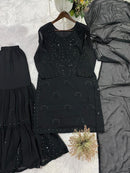 BE 456 C Georgette Sequence Embroidery Sharara Suit