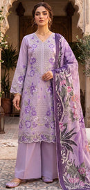Hoor Tex HF 885 Lavender Heavy Cotton Floral Pakistani Suit