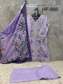 Hoor Tex HF 885 Lavender Heavy Cotton Floral Pakistani Suit