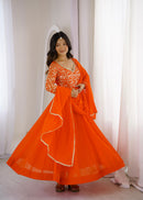 GFS 61 Designer Georgette  Sequence Embroidery Work Gown