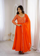 GFS 61 Designer Georgette  Sequence Embroidery Work Gown