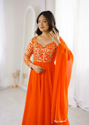 GFS 61 Designer Georgette  Sequence Embroidery Work Gown